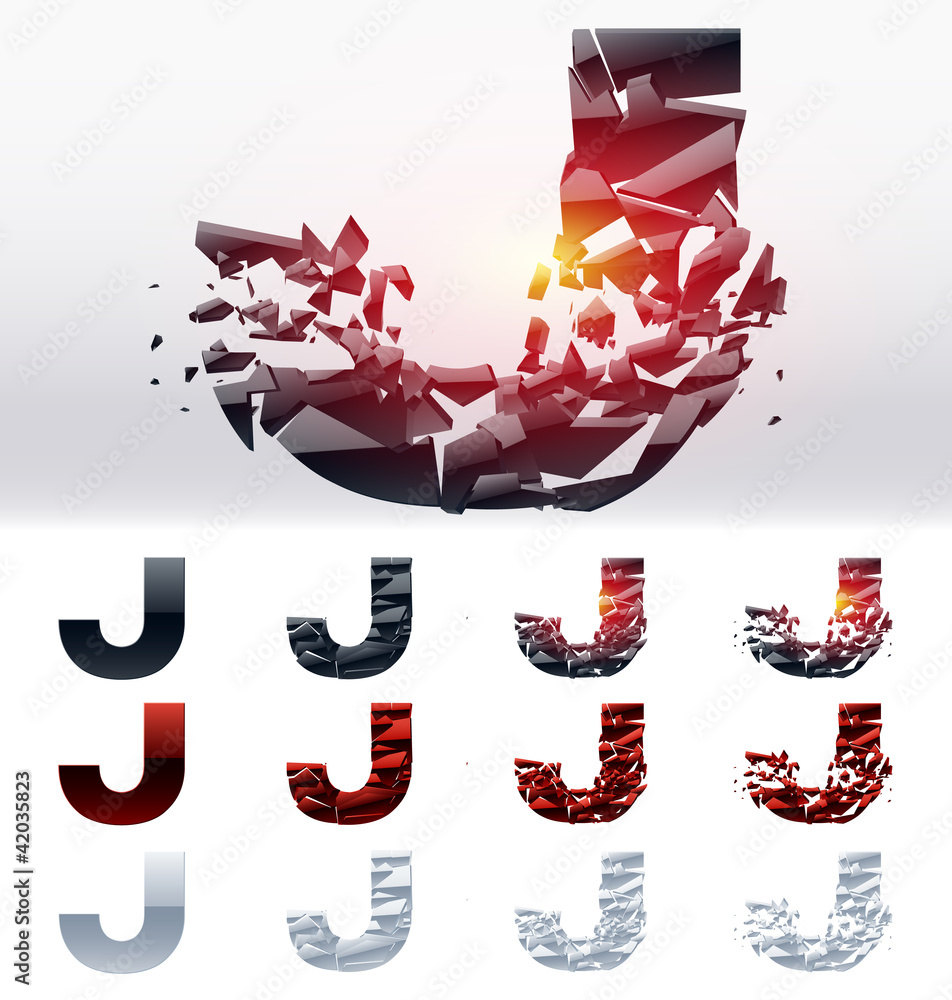 Vector letters set of a broken alphabet. Letter j Stock Vector | Adobe ...