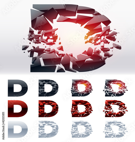 Vector letters set of a broken alphabet. Letter  d
