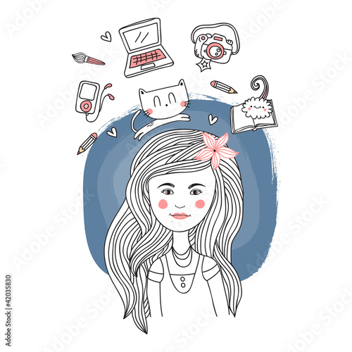 Vector Illustration of a beautiful girl portrait