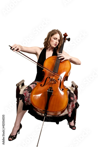 Woman cellist photo