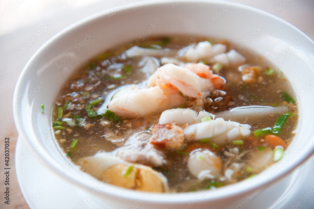 Seafood paste of rice flour with shrimp, mantis shrimp, squid Seafood paste of rice flour with shrimp, mantis shrimp, squid