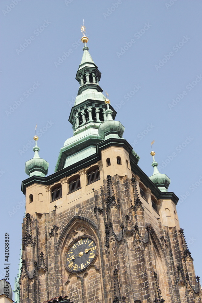 Tower Saint Vitus Cathedral in Prague, Czech Republic.