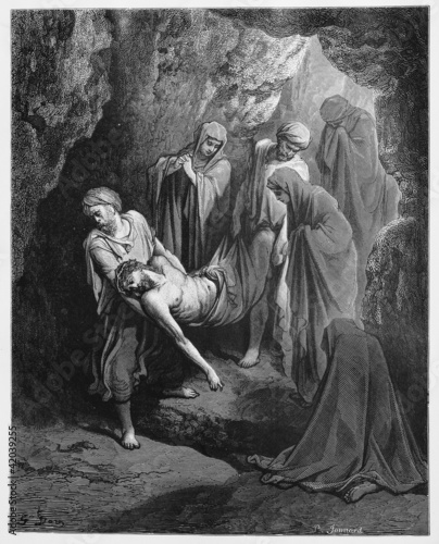 Jesus is buried in the sepulcher