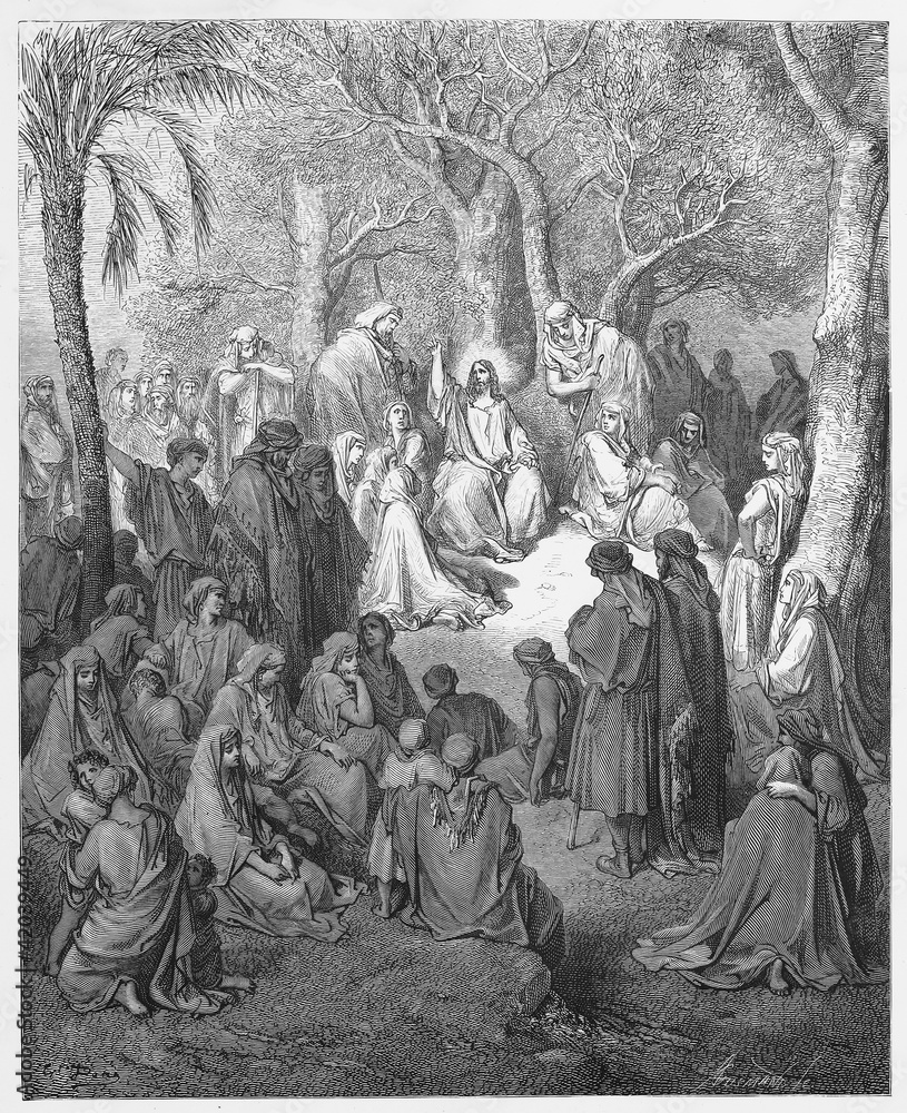 Jesus preaches the Sermon on the Mount
