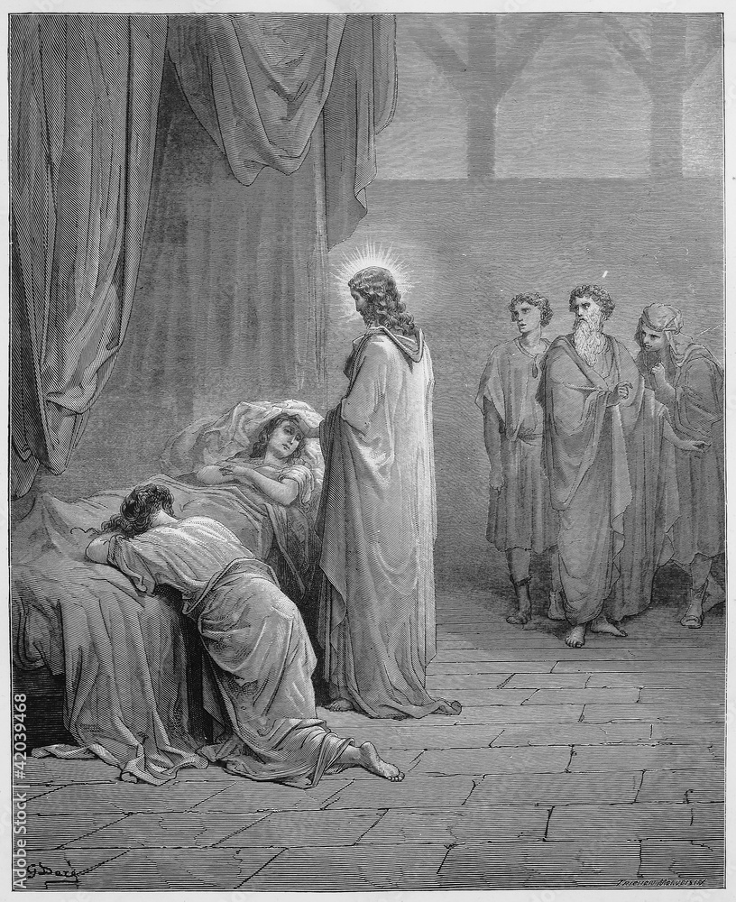 Jesus raises the daughter of Jairus from the dead Stock Photo | Adobe Stock