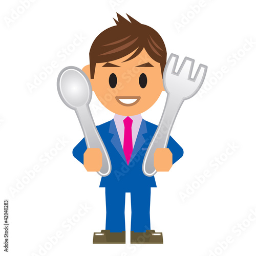 ビジネスマン イラスト 食事