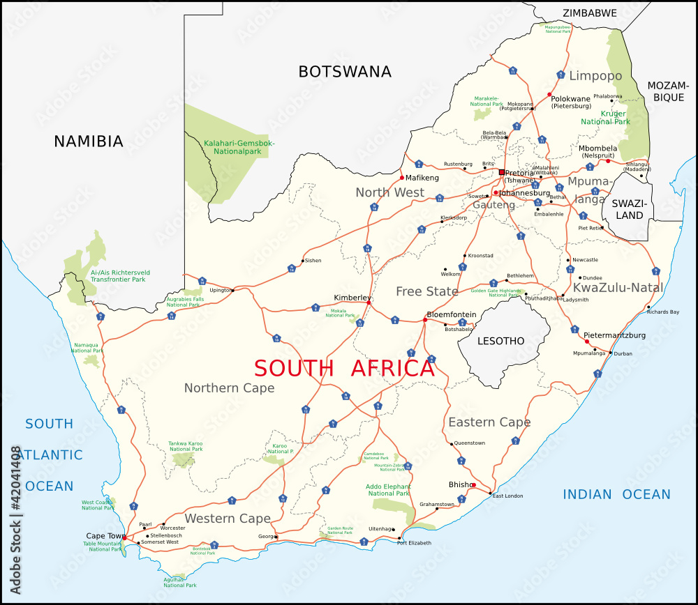 Südafrika Straßenkarte
