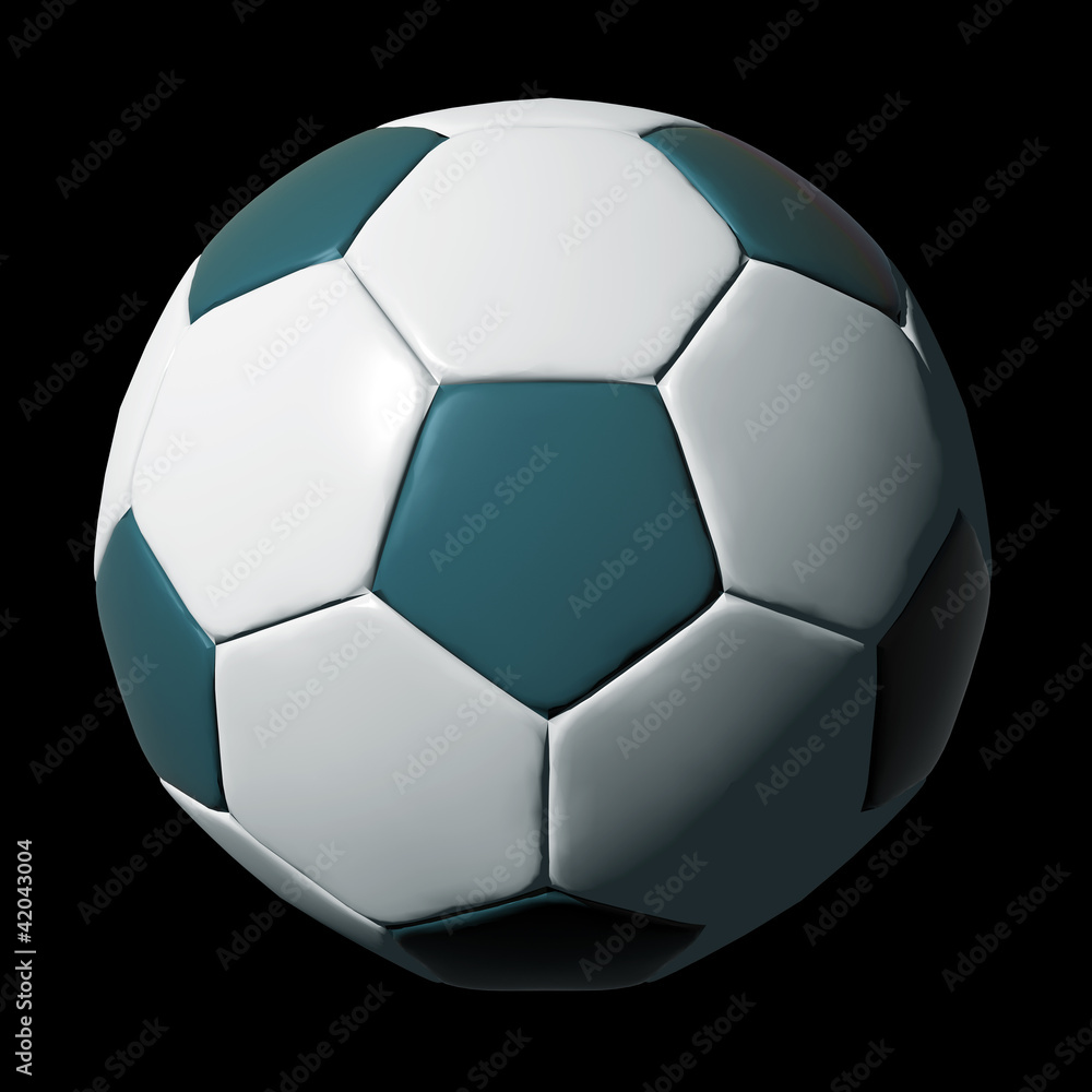Cyan leather soccer ball isolated on black Cyan leather soccer ball isolated on black