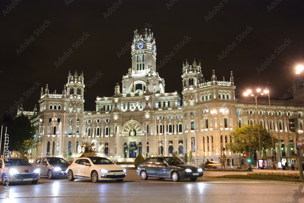 Palacio de Cibeles at night, Madrid, Spain