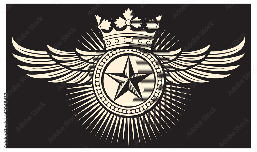 Obraz premium star, crown and wings tattoo