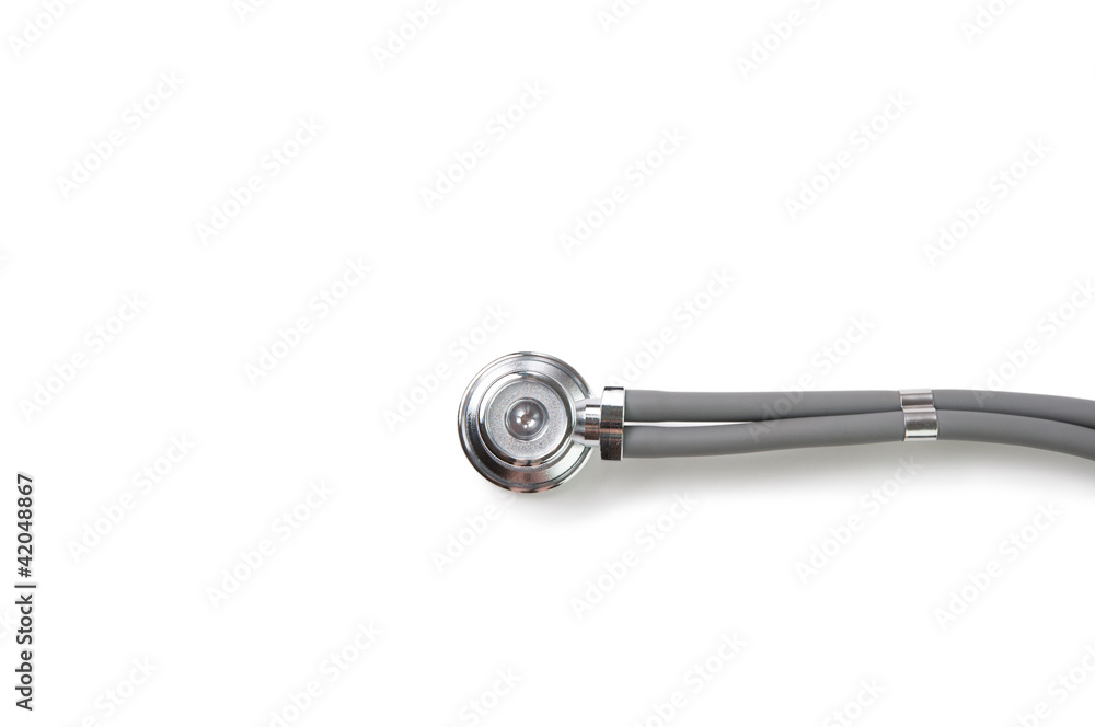 View from above of a stethoscope isolated over white View from above of a stethoscope isolated over white