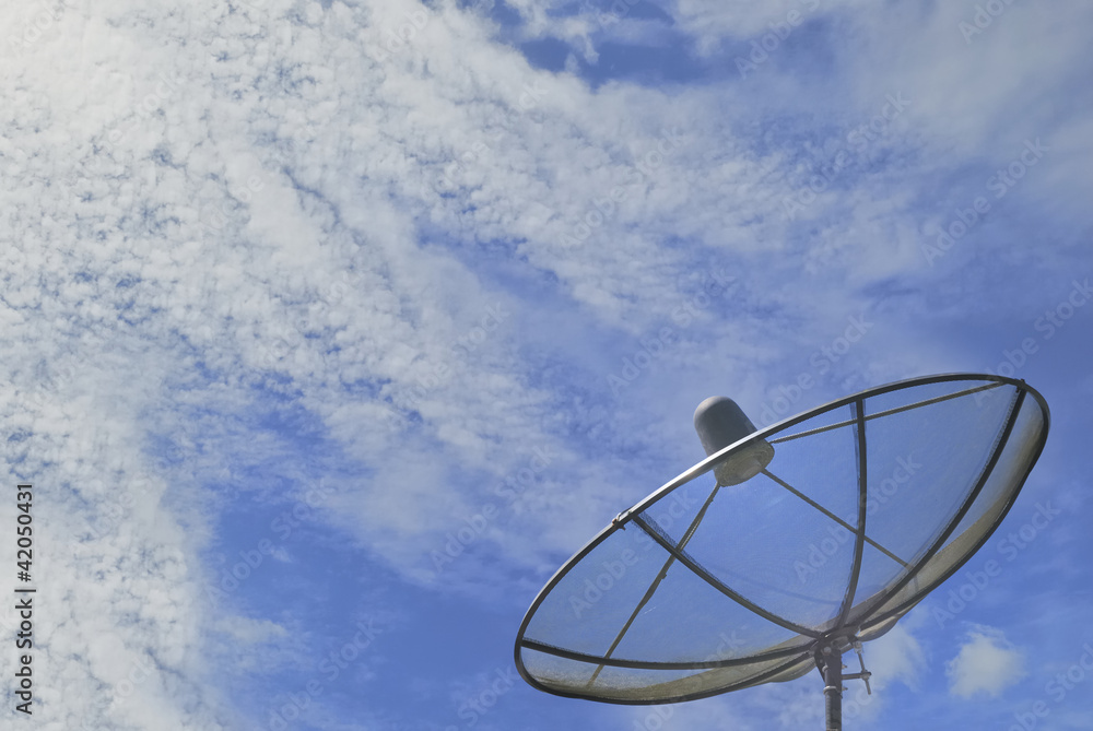 The satellite dish and beautiful sky