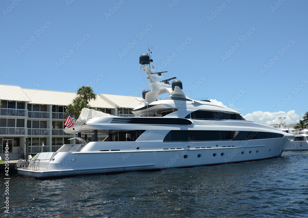 Luxury yacht in port