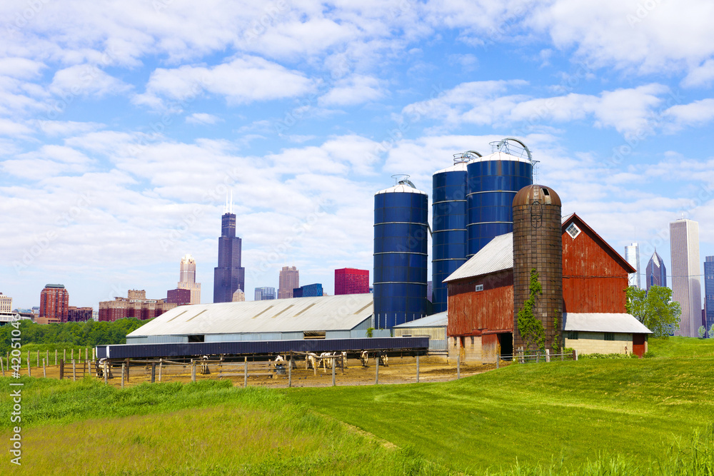 American Countryside With City in Background American Countryside With City in Background