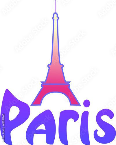 Eifel Tower, was  draw in pink color, with word Paris