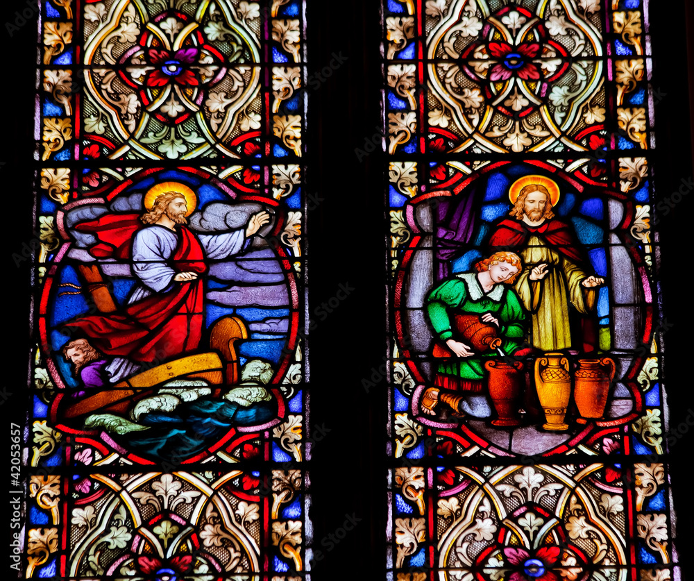 Jesus on Boat Wine Stained Glass National Shrine Saint Francis