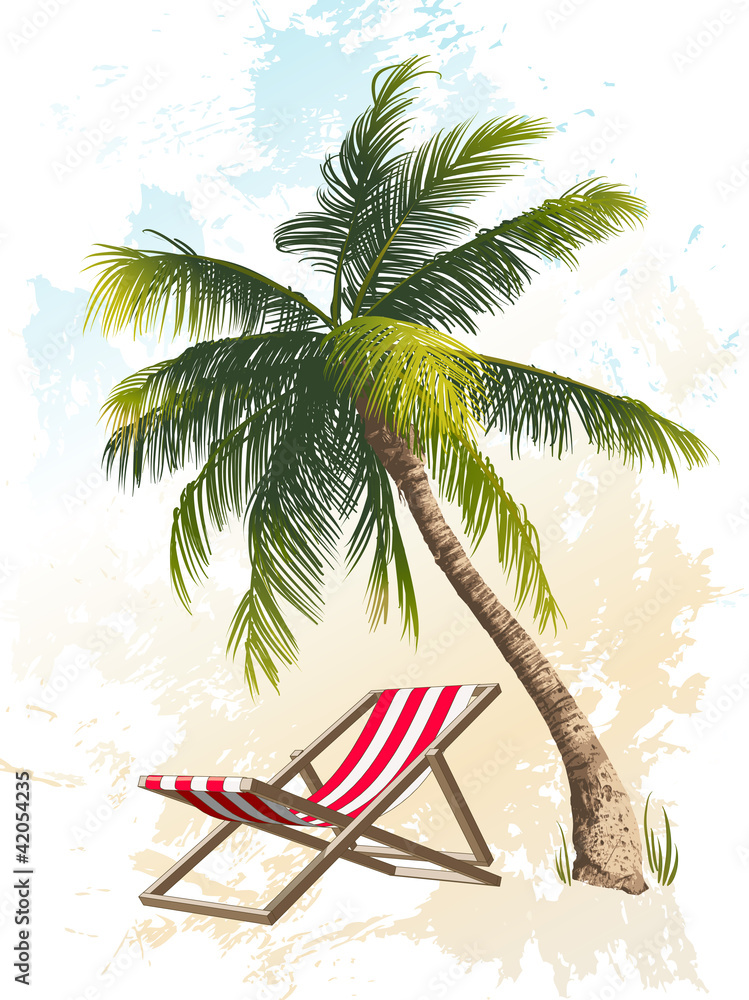 Palm tree and beach chair