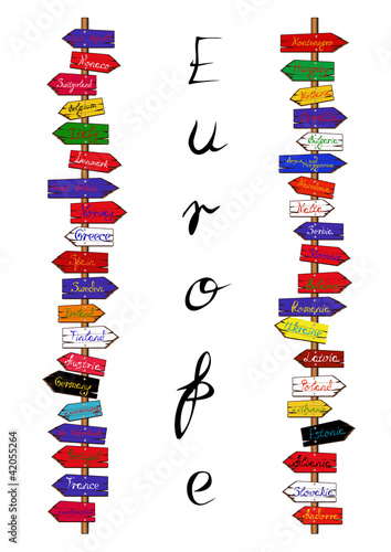 Europe countries signpost photo
