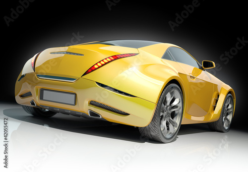 Yellow sports car. Non-branded car design. © -Misha