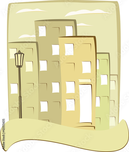 vintage city with signboard and space for text