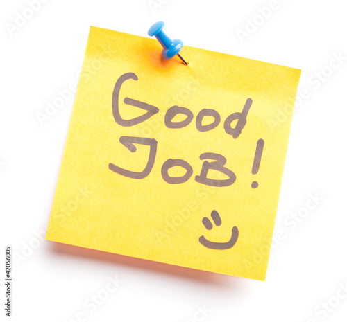 Sticky note with text Good job on it