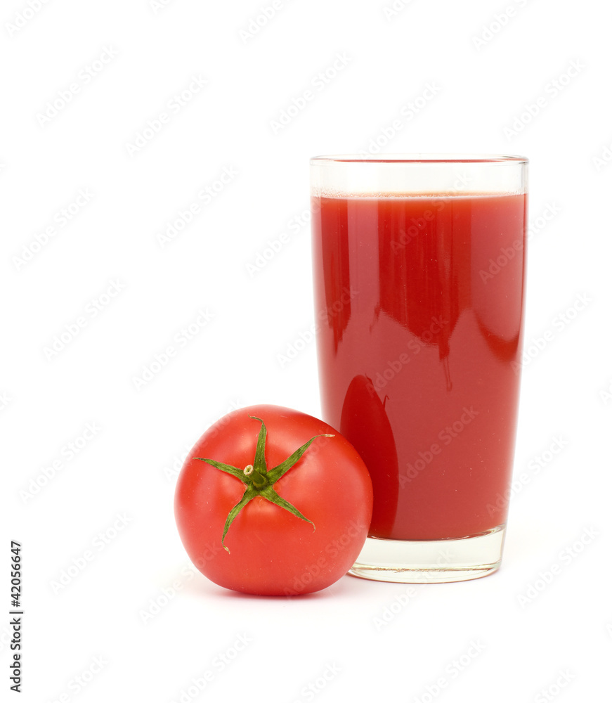 Tomatoes juice and group from tomatoes on white Tomatoes juice and group from tomatoes on white