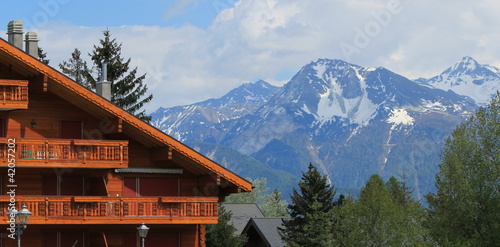 Chalet in Crans Montana by summer, Switzerland photo