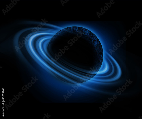 Bild auf Leinwand Frozen Ice Planet with Rings, Isolated