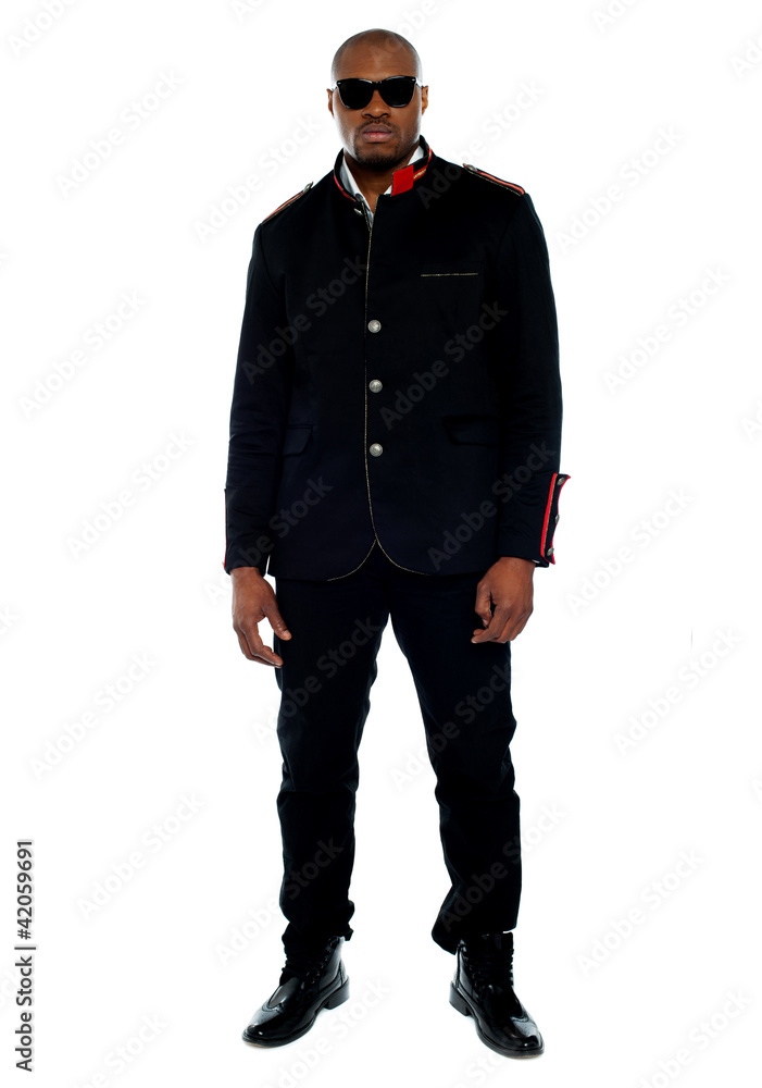 Fashionable african male dressed in black attire Fashionable african male dressed in black attire