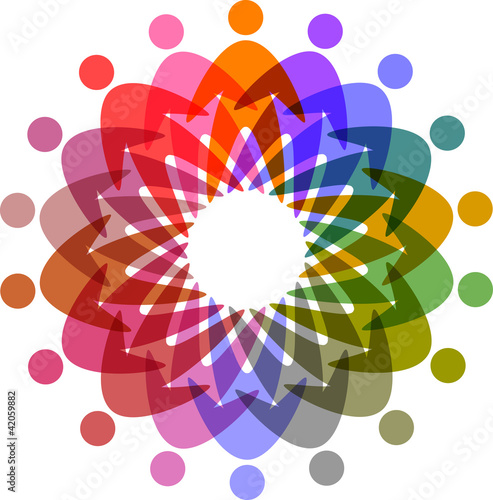 circle of colorful people pictogram,  vector icon for design