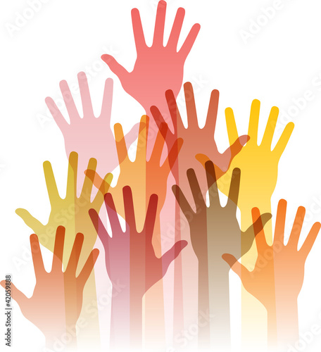 different up hands, abstract vector illustration