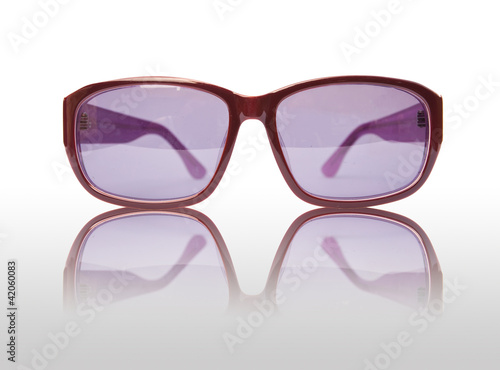 violet sunglasses isolated on the white background