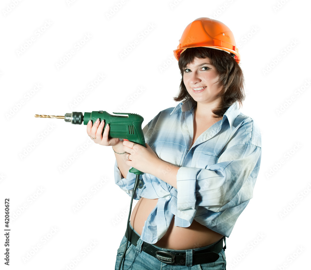 beauty girl with drill