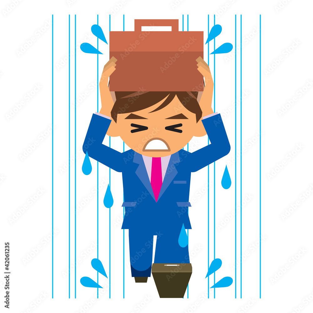 ビジネスマン イラスト 夕立 ゲリラ豪雨 Stock Vector | Adobe Stock