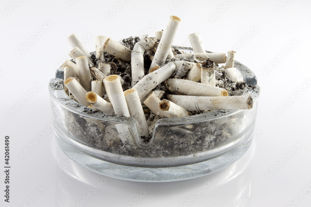 ashtray and cigarettes on white background ashtray and cigarettes on white background