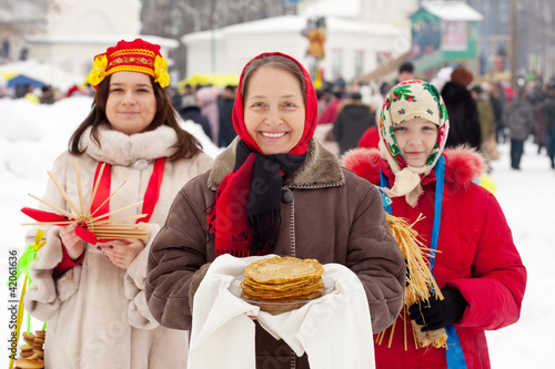 women celebrating  Shrovetide photo