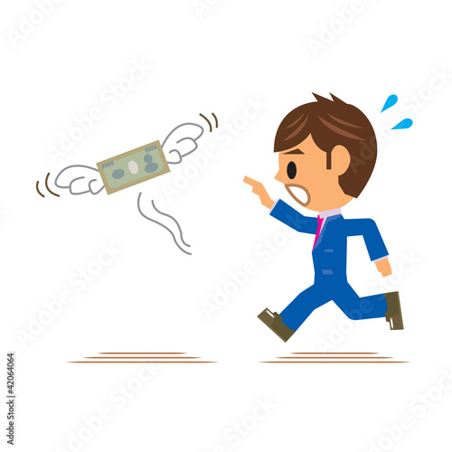 ビジネスマン イラスト お金 逃げる Stock Vector Adobe Stock