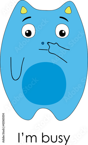 Cute blue monster alone