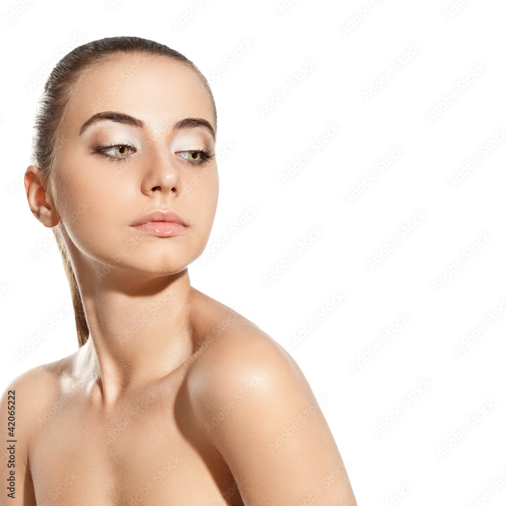 beautiful woman portrait over white beautiful woman portrait over white