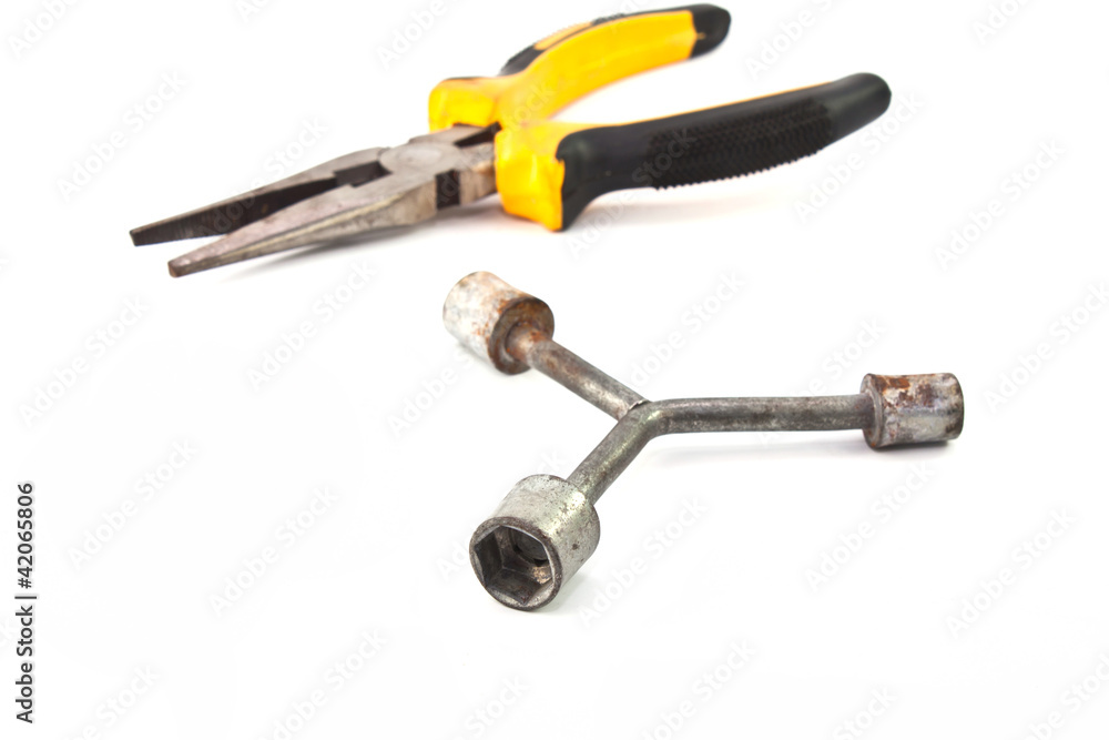 Wrench and Locking pliers isolated