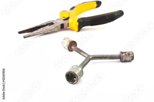 Wrench and Locking pliers isolated