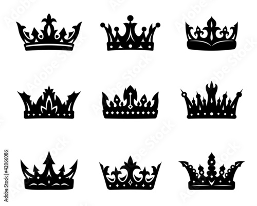 Black heraldic royal crowns