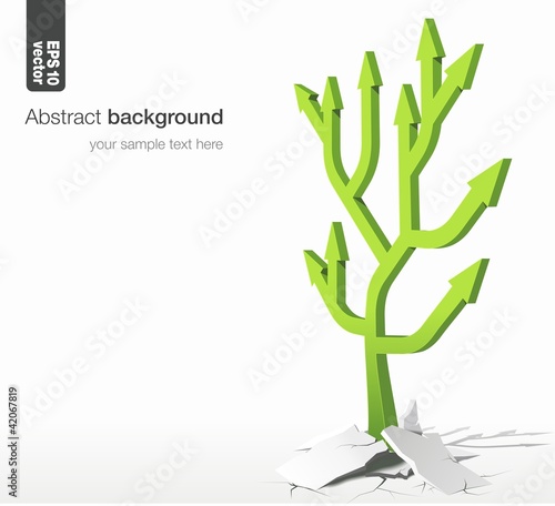 success concept: growth tree of arrows in network