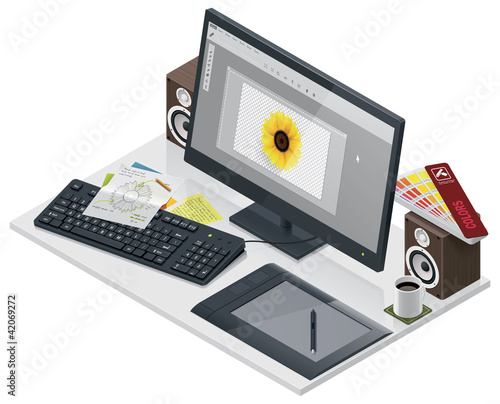 Vector visual artist workplace