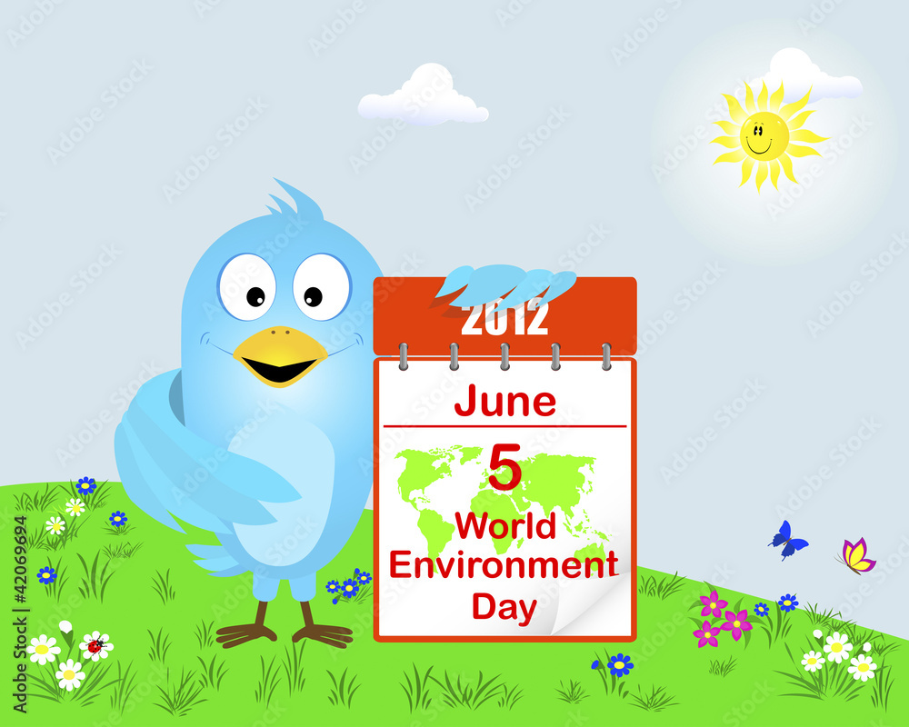 Blue Bird with the icon calendar. Blue Bird with the icon calendar.