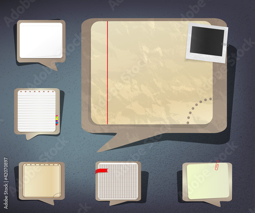 Set of new and old paper notebook sheets