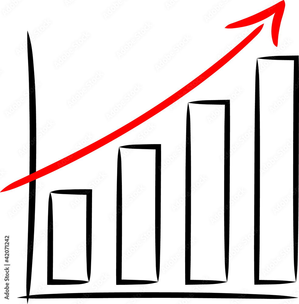 schematisiertes Säulendiagramm mit Trendpfeil schematisiertes Säulendiagramm mit Trendpfeil