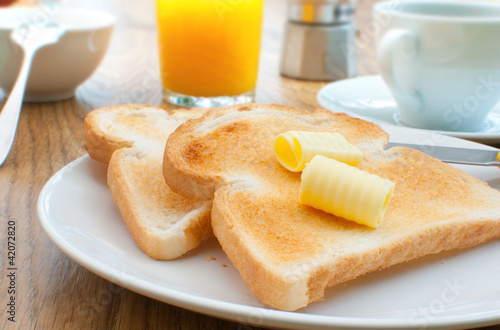 Breakfast toast and coffee