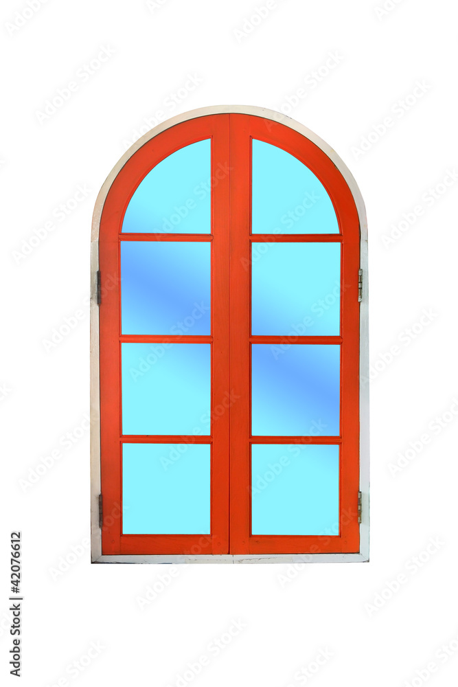 Arch wooden window on white background. Arch wooden window on white background.
