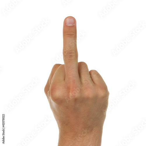 Man showing his middle finger